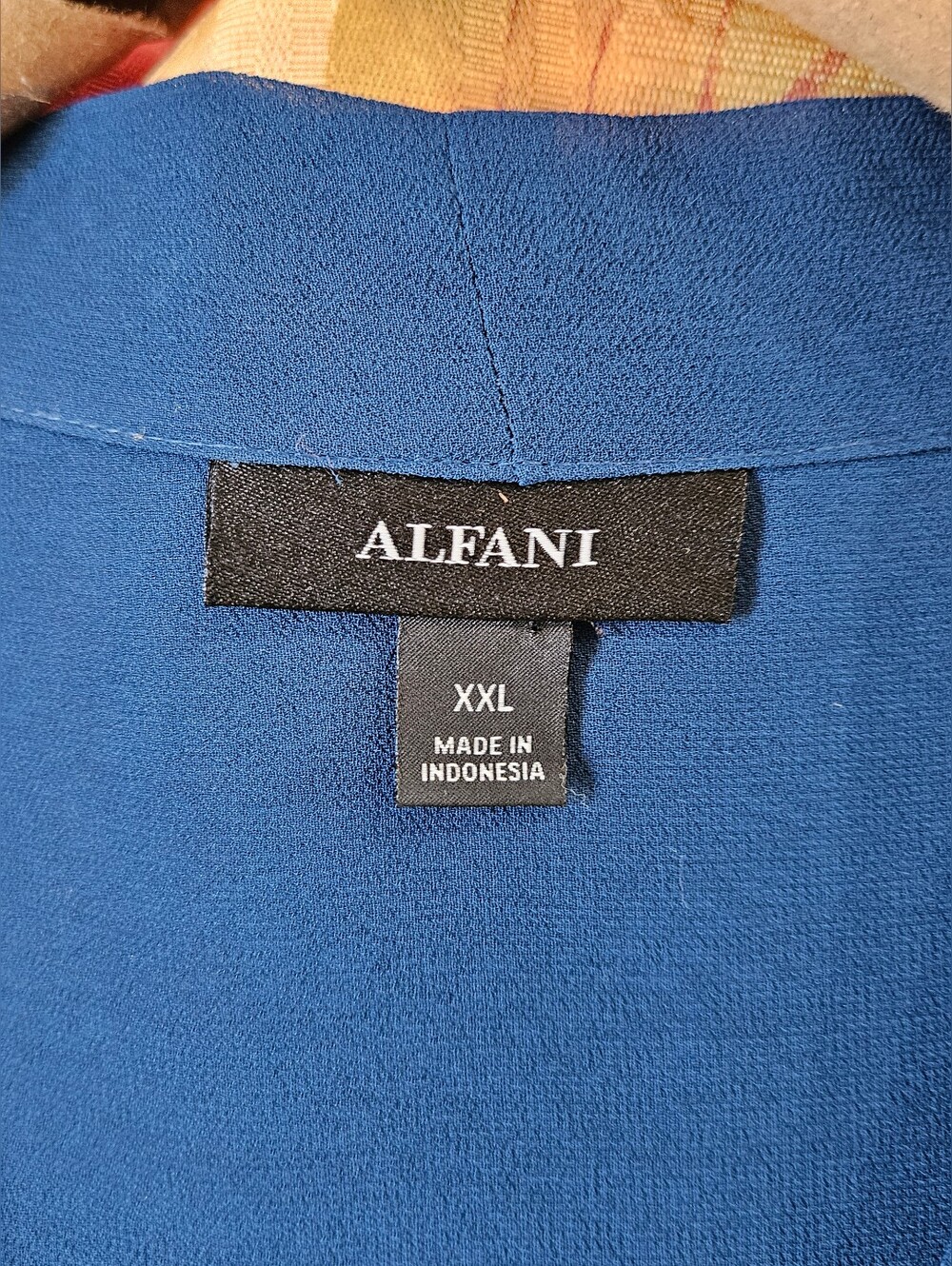 Alfani XXL Cobalt Blue Long Sleeve Draped V-Neck Top, Faux Wrap Elegant Blouse - Picture 6 of 7